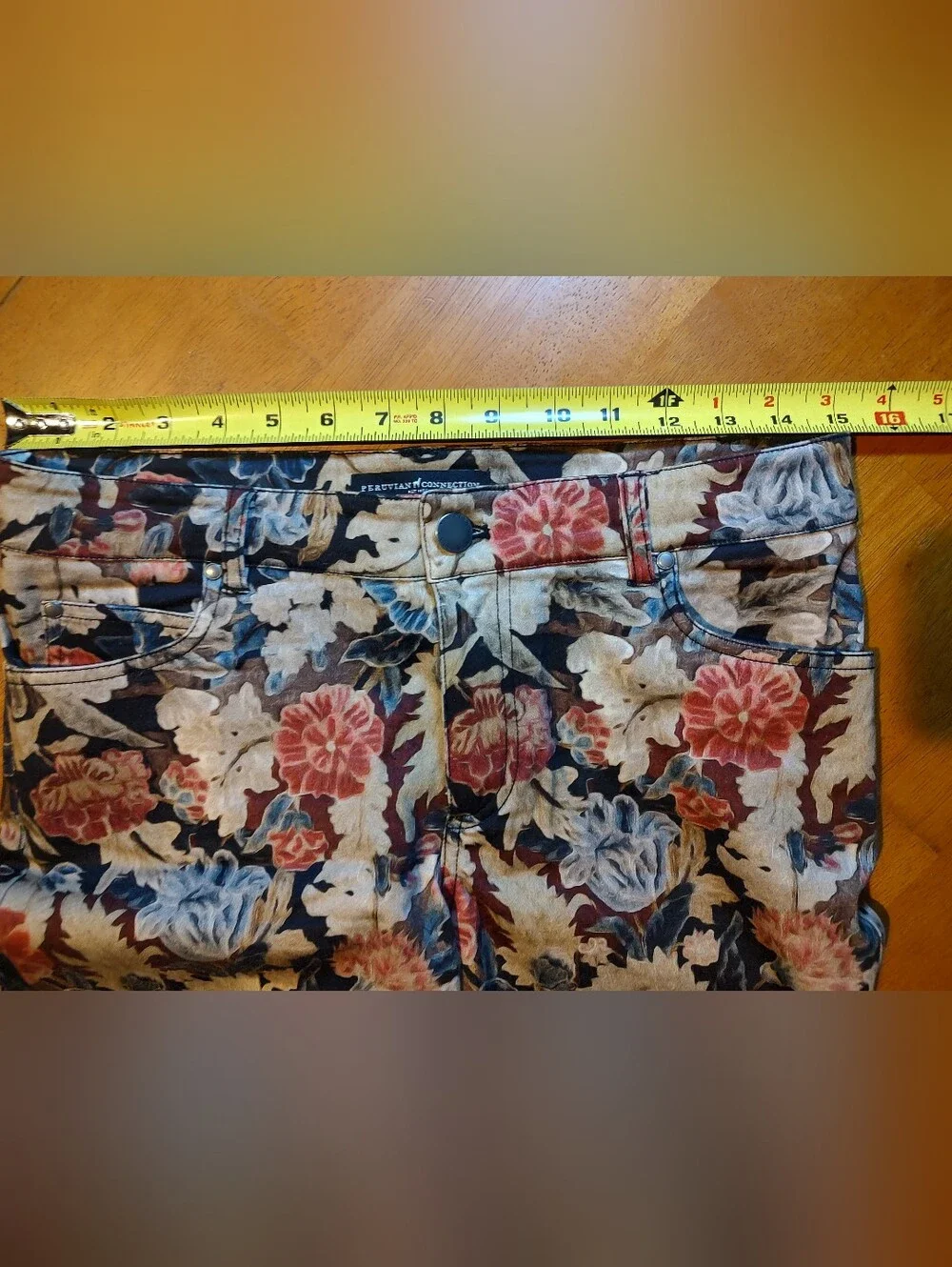 🏵️ Peruvian Connection Slim Cotton Floral Pants Size 6
